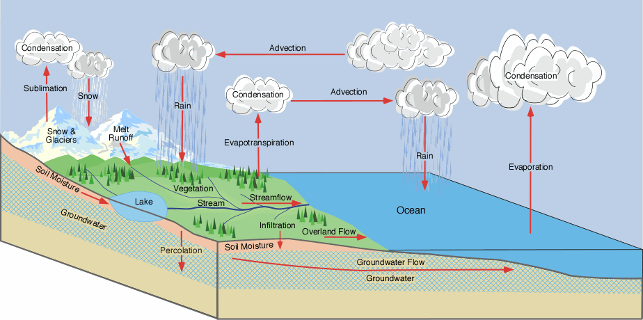 Concept of Hydrologic Cycle with Image: Oceanography